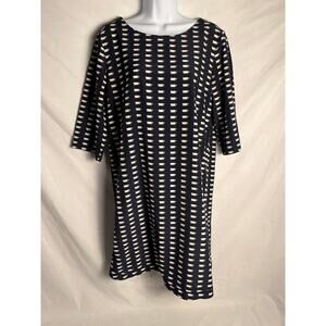 Gap Designed & Crafted Novelty Print Shift Dress Black Cream Size Medium